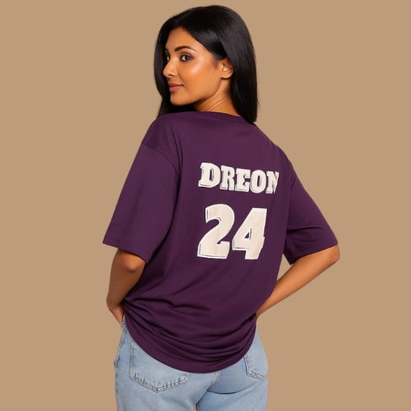 Oversized Purple DREON 24 T-Shirt for Women – Sporty Streetwear Look | Dreon India - Image 4