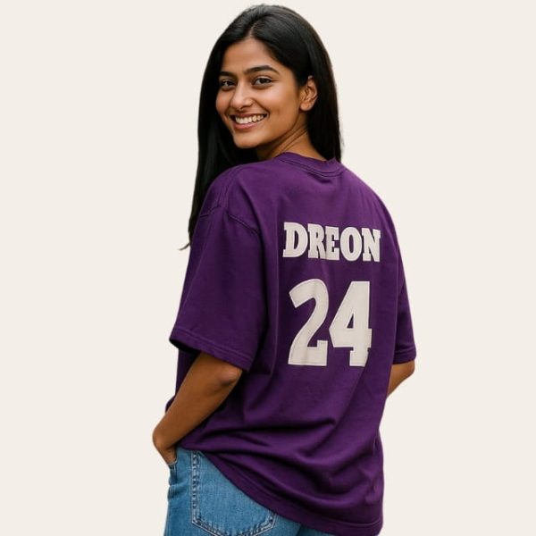 Oversized Purple DREON 24 T-Shirt for Women – Sporty Streetwear Look | Dreon India - Image 2