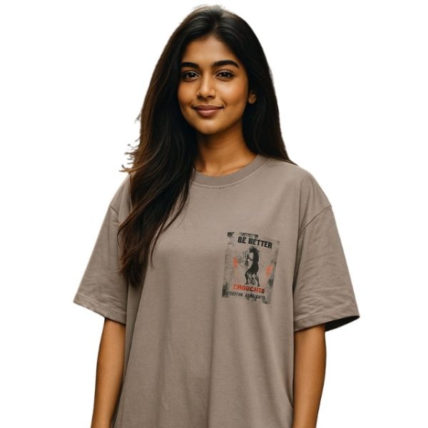 Women’s Oversized Cricket Graphic T-Shirt – “Be Better with Cricket” | Dreon India - Image 2